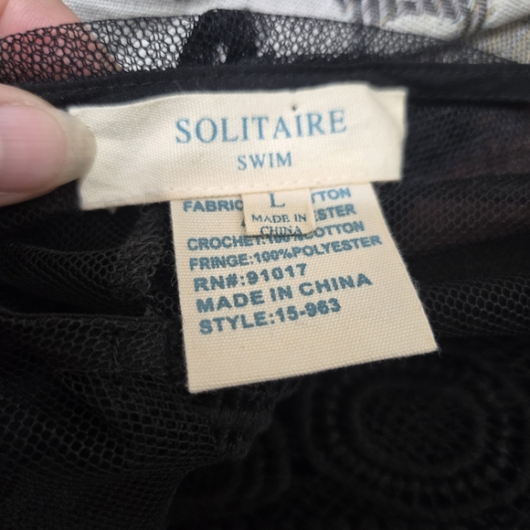 Black Lace Fringe Swim Coverup Kimono - Picture 4 of 4